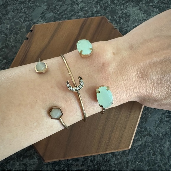 Jewelry - BOHO CUFF BRACELET BUNDLE WITH SEAGLASS GREEN AND MUDDY GRAY STONE & MOON DETAIL